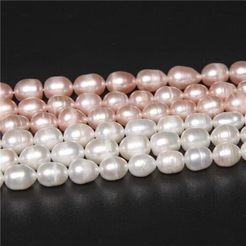Fine Pink Oval Freshwater Pearls Beads 8-9mm Natural White Punch Peals Beads For Jewelry Making Bracelet Accessories DIY 14"