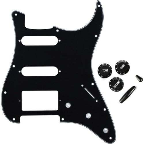 Set of HSS SSH Guitar Pickguard & 2T1V Knobs 5 Way Switch Tip Bar Tip Cap for FD Strat Guitar Accessories