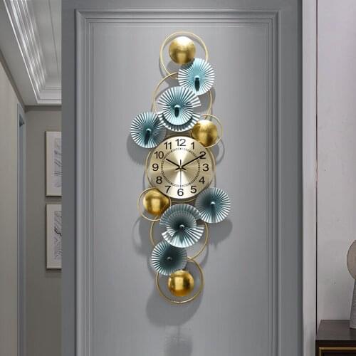 Nordic Luxury Wrought Iron Wall Clocks Wall Hanging Home Livingroom Wall Sticker Crafts Hotel Lobby Porch Wall Mural Decoration