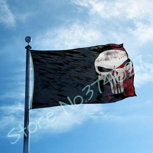 Skull new design banner flag,90x150cm can add more logo on the flag