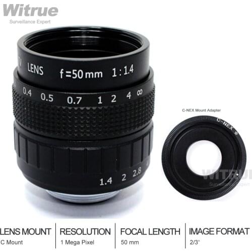 Witrue 50mm F1.4 CCTV TV Movie lens+C Mount+Macro ring for Sony E Mount Nex-5T Nex-F3 Nex-6 Nex-7 Nex-5R A6300 A6100 A6500 A5100