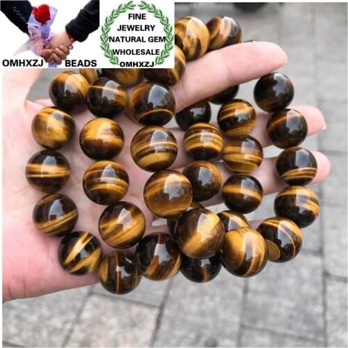 OMHXZJ Wholesale ZB61 10 12 14 16mm DIY Bracelet Jewelry Making Accessories Natural Stone Fine 7A Tiger Eye Round Beads Bracelet