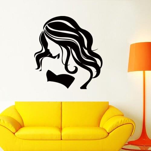 Barber Shop Decal Haircut Woman Vinyl Wall Stickers Hair Salon Removable Mural Art For Barber Decoration Accessorises Wallpaper