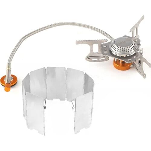 Outdoor Camping Portable Gas Cooker Stove For Camping Hiking Accessories Adapter For Filling Gas Cylinders Alloy Windshield