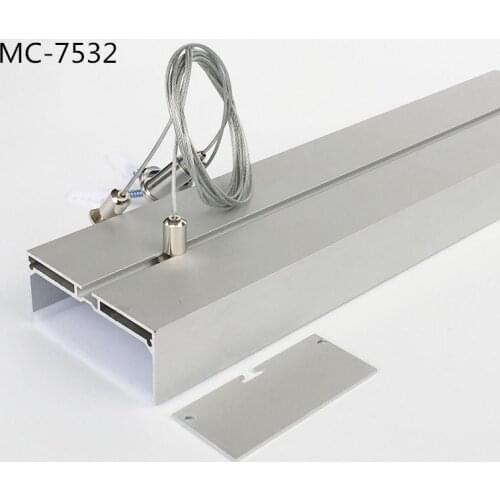 1M/2M long 75mm*32mm size aluminum alloy profile with milky PC cover;With steel rope;Aluminum led profile for led strips light