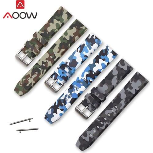 20mm 22mm 24mm Camo Silicone Sport Strap Waterproof Replacement Band for Samsung Galaxy Wtach 46mm S3 Huawei GT Amazfit GTR 47mm