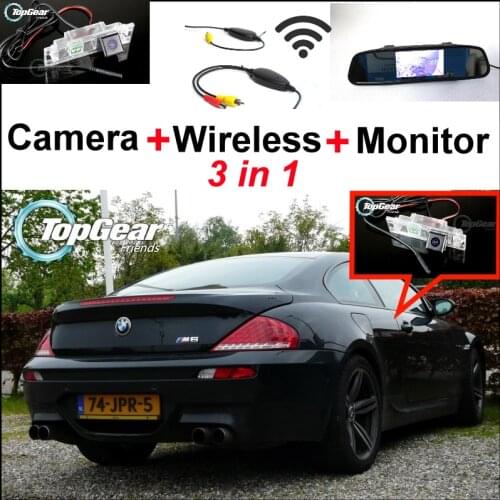 3in1 Special WiFi Camera + Wireless Receiver + Mirror Monitor Easy DIY Parking Rear View System For BMW 6 Series M6 E63 E64