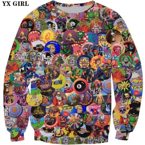 YX GIRL Cartoon Hoodies 2018 autumn New Fashion Mens 3d Sweatshirt Cartoon pattern Printed hoodies Men Women Casual Pullovers