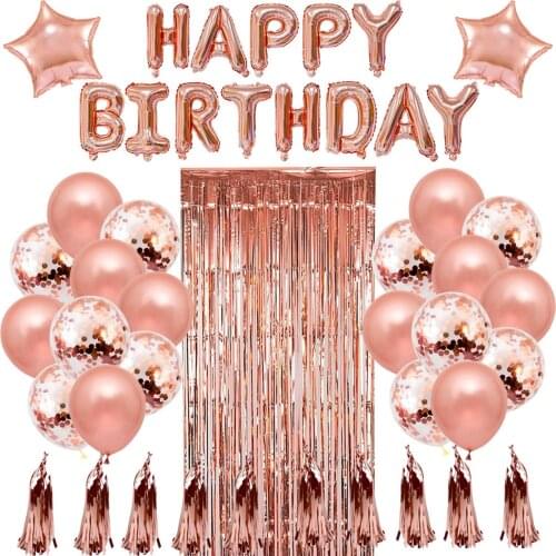 Rose Gold Foil Balloons Air Wedding Ballon Helium Balloon Happy Birthday Party Decoration Kids Baloon Balon Balls Number