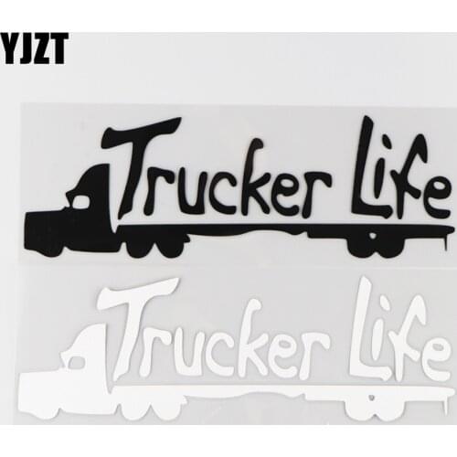 YJZT 19.3×6.3CM Trucker Life Vinyl Car Sticker Decal Creative Modern Cartoon Black/Silver 4C-0216