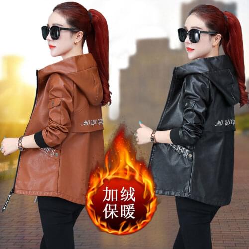 Plus Velvet Thick Leather Jacket Women For Winter 2021 New Washed PU Leather Jacket Loose Korean Leather Windbreaker Jacket