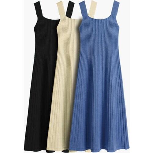 2021 Summer Plus Size Sundress Sexy Solid Knitted Long Dresses Ladies Sleeveless Women Tank Dress Bodycon Party Vestidos Y191