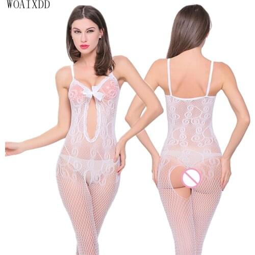 Women Sexy Lingerie Elastic Sheer Mesh Fishnet Tights Open Crotch Bodysuit Bodystockings Transparent Teddies Porn Sex Underwear