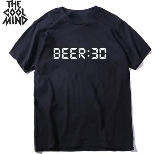 COOLMIND 100% cotton tops tee shirts short sleeve cool beer print men T shirt casual loost t-shirt male men tops tee shirts
