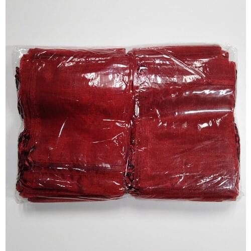100pcs/Lot Wine Red Organza Bags Jewelry Gift Packaging Bags Wedding Party Favor Gift Bag Pouches 7x9 9x12 10x15 13x18 15x20CM