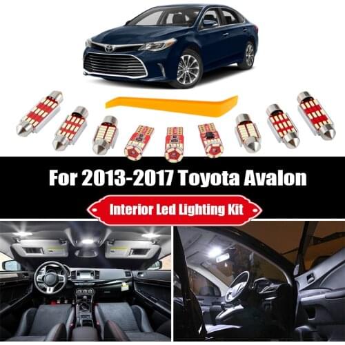 11pcs For 2013 2014 2015 2016 2017 Toyota Avalon White LED Interior Light Ceiling Bulbs Kit Fit Map Dome Courtesy License Lamp