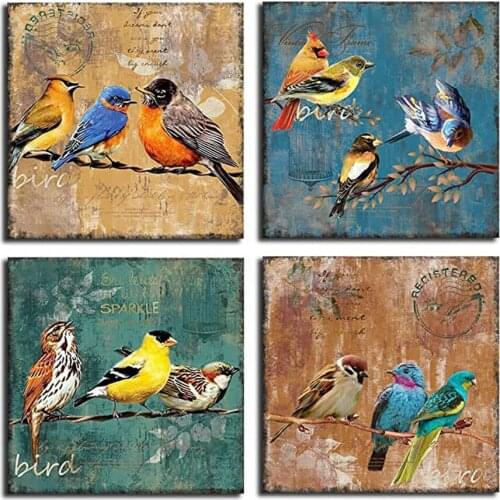 3D picture of rhinestones mosaic colorful birds 4pc full embroidery paint with diamonds painting sale crystal beads animal art