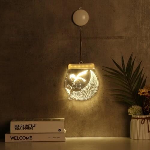 3D Hanging Illusion Lamp LED Night Light Modern Wall Decoration Art Light for Bedroom Study Office Dining Room Ornament for Home