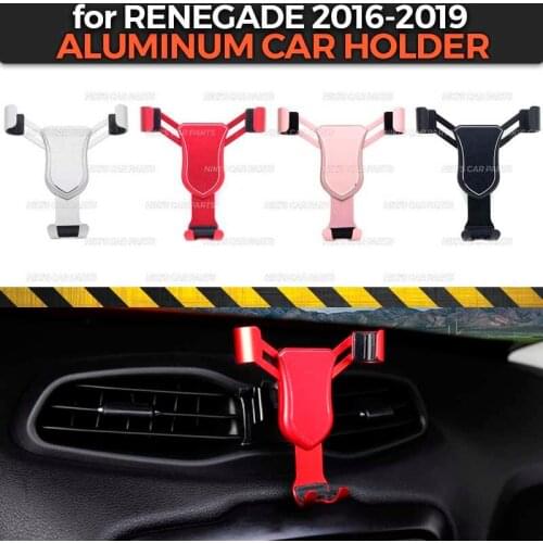 Aluminum car holder case for Jeep Renegade 2016-2019 Aluminum Alloy 1 set decoration car styling accessories interior phone
