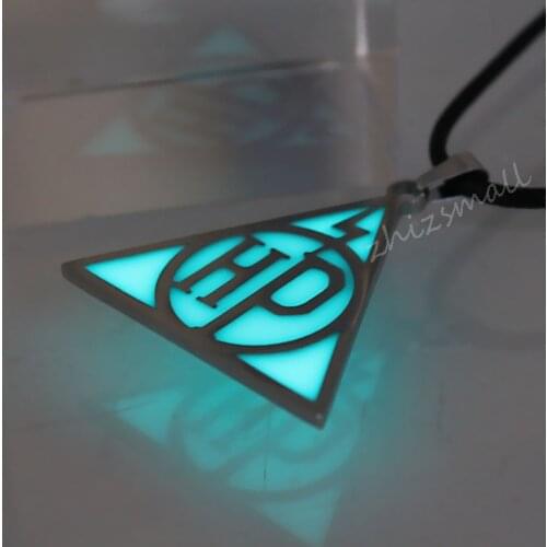 The Deathly Hallows Necklace Stainless steel necklace Hogwarts School Necklace Pendants GLOW in the DARK amulet gifts