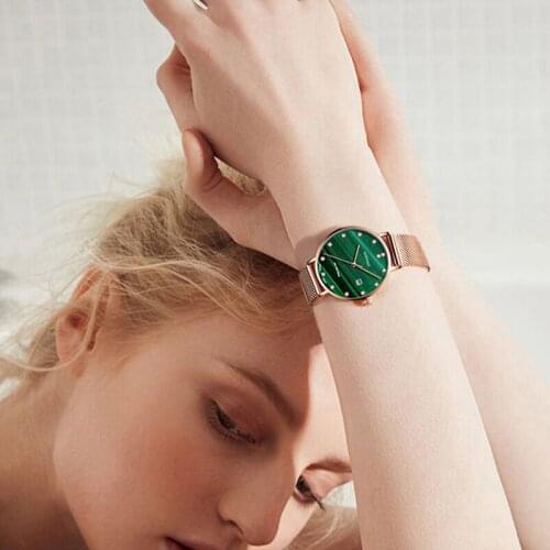 New Fashion Design Simple Dress Watch for Women Small Green Dial Ultra-thin Quartz Ladies Girls Temperament Watch Women