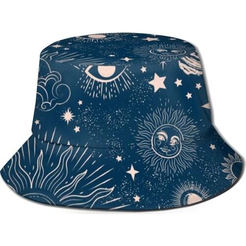 CINESSD 2020 Men Women Summer Space Galaxy Constellation Zodiac Star Bucket Hat Bob Fisherman hat Outdoor Travel Fashion Panama