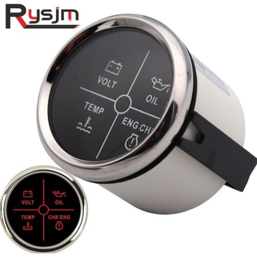 52 mm alarm gauge meter water temperature volt oil Pressure check engine 4 LED alarm indicator water temp gauge fit car boat