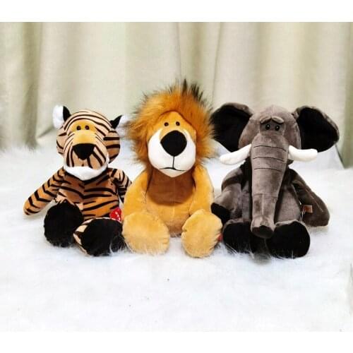 Jungle forest animals rex Plush Toys Lion elephant tiger monkey deer Cartoon Model Doll Stuffed Toy for Children Gifts