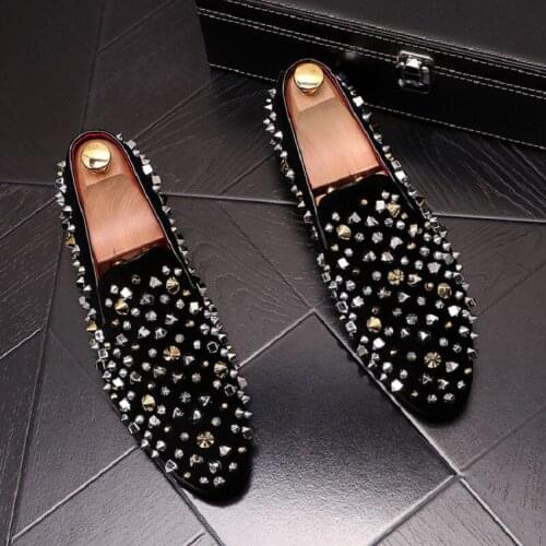 ERRFC Fashion Tide Of Men Loafer Shoes Rivets Charm Casual Comfort Slip On Flats Pointed Toe Trending Leisure Shoe Party Show