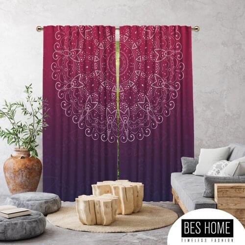 Ethnic,Golden Mandala Purple Fushia,Window Curtain 2 panels,Blackout,Room darkering,Custom size