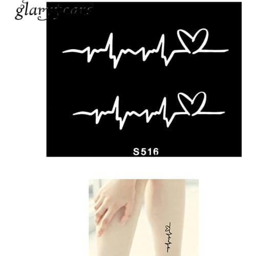 Hot 1 Piece Small Henna Tattoo Stencil Creative Electrocardiogram Pattern Design Health Body Art Tattoo Stencil Top Quality S516