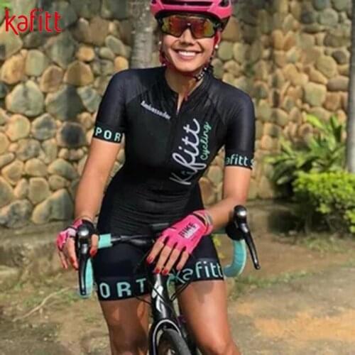Kafitt Pro Team Cycling Jersey Jumpsuit Shorts Set Motorcycle Short Sleeve Summer Ladies Triathlon Sweatshirt