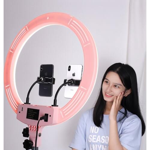MAMEN Video Selfie Ring Light 18 inch 45cm LED Dimmable Photography Lighting Studio With Phonr Holder 2m Tripod Stand Makeup