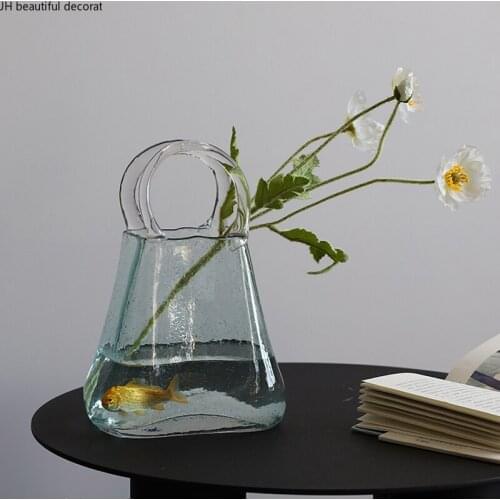 Creative Transparent Glass Bag Vase Home Living Room Hydroponic Flower Arrangement Vase Decoration Dining Table Decoration Vase