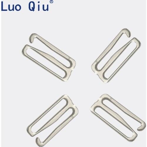 Luo Qiu High quality 25mm coated silver type 9 100pcs/lot metal bar Buckles clips for Lingerie Adjustment accessories DIY