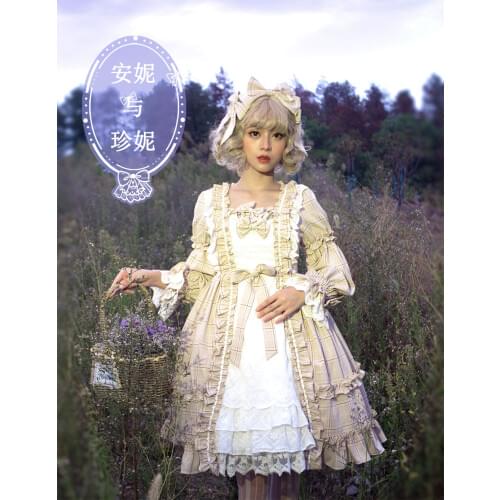 Sweet princess lolita dress vintage lace bowknot peter pan collar high waist victorian dress kawaii girl gothic lolita op loli