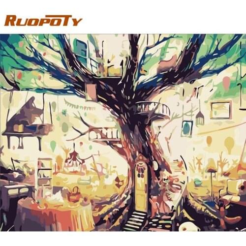 Dreaming house DIY Oil Painting Paint by Number Kit for Adults Drawing with Brushes Home Decor Decorations Gifts