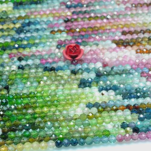 Natural Watermelon Tourmaline Faceted Round Loose Beads Wholesale Gemstone Semi Precious Stone Bracelet Necklace Jewelry Making