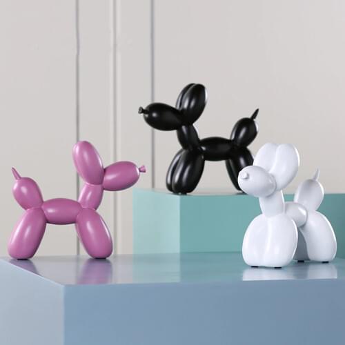 New Modern Simple Balloon Dog Resin Statue Animal Figurine Sculpture For Home Decorations Gifts Eight Colors 13