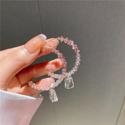 New Arrival Hollow Heart Full Rhinestone Dangle Earrings For Women Fashion Crystal Pendant Jewelry Party