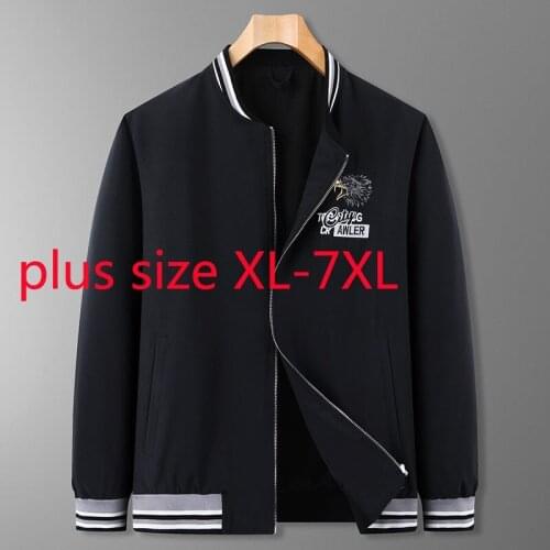 New Arrival Fashion Spring And Autumn Youth Men Super Large Embroidered Jacket Casual Baseball Collar Coat Plus Size XL-6XL 7XL