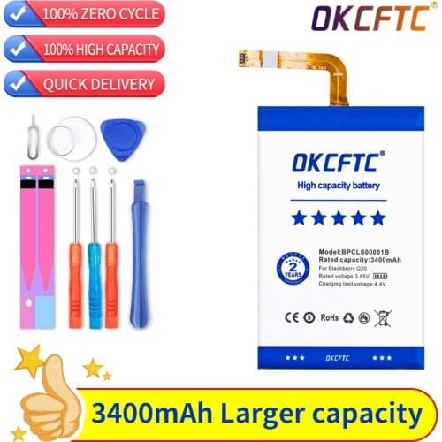 OKCFTC BPCLS00001B for BlackBerry Q20 Classic SQC100-1 SQC100-3 Smartphone 3400mAh batteries+tools