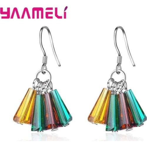 Wholesale Fashion Accessories Coloured Glaze Drop Earrings 925 Sterling Silver Glass Eardrop Ornament Women Jewelry Gift