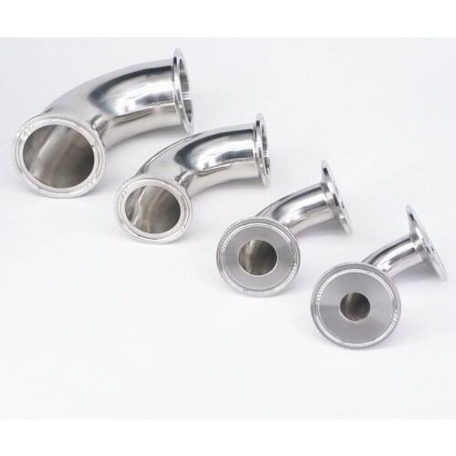 19mm O/D 304 Stainless Steel Sanitary Ferrule 90 Degree Elbow Pipe Fitting Tri Clamp