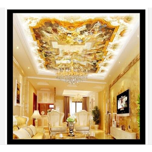 Custom photo wallpapers 3d ceiling mural wallpaper European Royal Eden hand-painted oil painting zenith ceiling mural wall paper