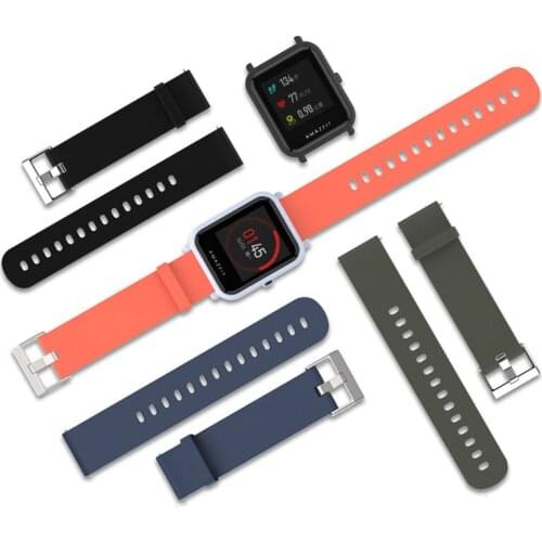 For Huami Amazfit Bip BIT PACE Lite Youth 20mm Sports Silicone Wrist Strap PC Shell for Xiaomi Smart Watch Replacement Band