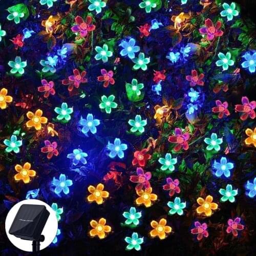 Solar String Christmas Lights Outdoor 23ft 50/20LED 8Mode Waterproof Flower Garden Blossom Lighting Party Home Wedding Decor
