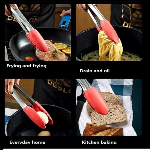 Stainless steel Silicone Kitchen Tongs BBQ Clip Salad Bread Cooking Food Serving Tongs Kitchen Tools kitchen utensil set