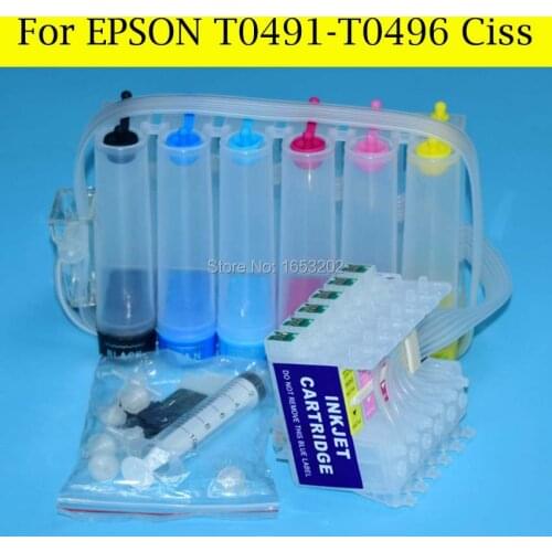 6 Color CISS System For EPSON T0491 CISS For EPSON R210 R230 R310 R350 RX510 RX630 RX650 Printer With ARC Chips