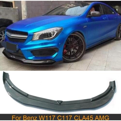 Carbon fiber car front lip bumper spoiler fit for Mercedes Benz C117 W117 CLA45 AMG 2014 2015